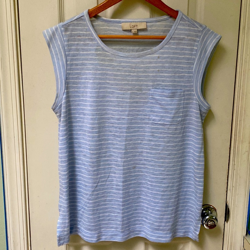 LOFT light blue with white stripes tee shirt size Medium